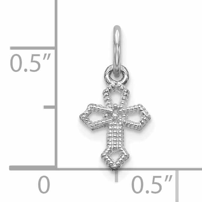 10k White Gold Passion Cross Charm