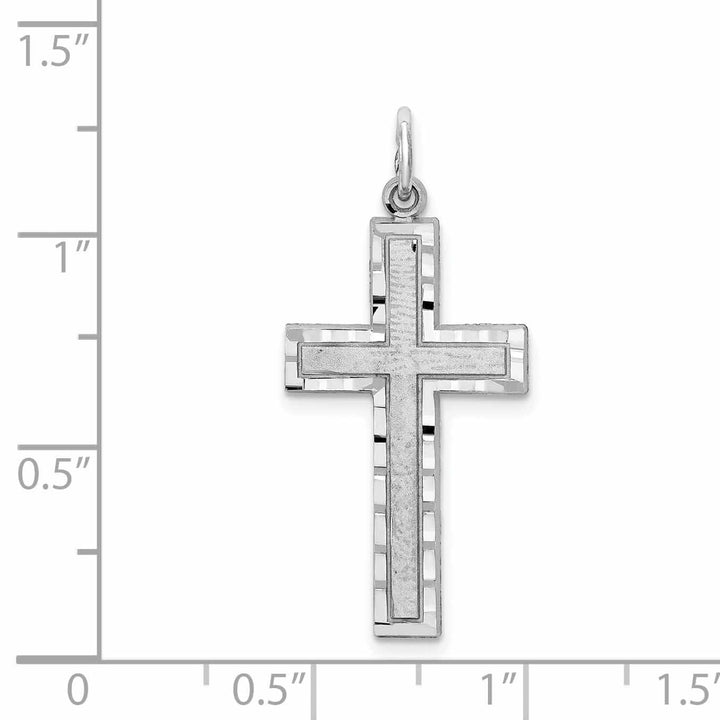 10k White Gold Diamond Cut Cross Charm