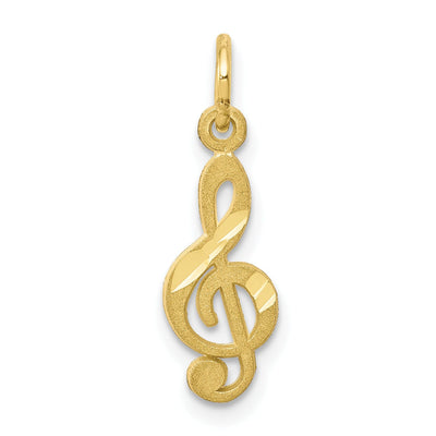 Solid 10k Yellow Gold Small Treble Clef Pendant