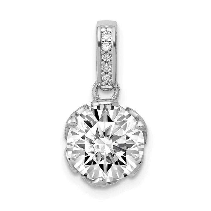 10K White Gold Tiara Collection C.Z Pendant