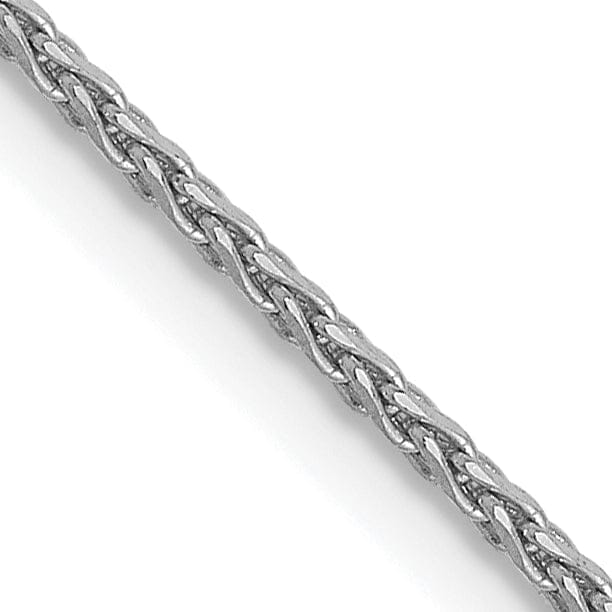 14k White Gold Round Diamond Cut Wheat Chain