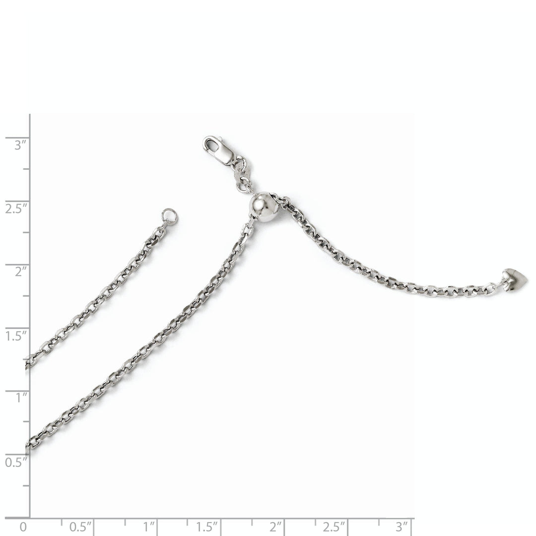 14k White Gold Adjustable Semi Solid Chain