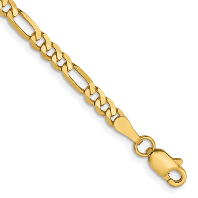 14k Yellow Gold 3.25mm Flat Figaro Bracelet at $ 308.9 only from Jewelryshopping.com