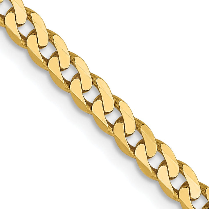 14k Yellow Gold 2.9mm Flat Beveled Curb Chain