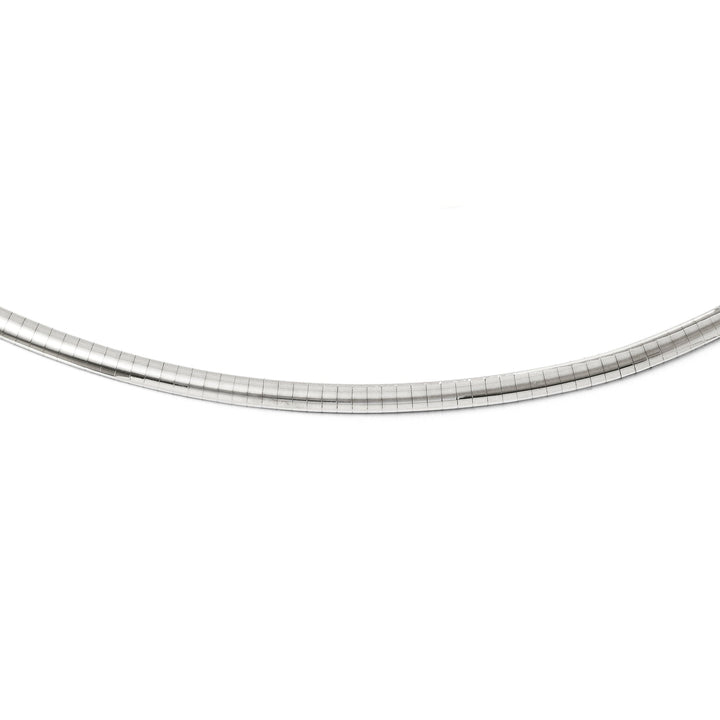 14k White Gold 4mm Domed Omega Necklace