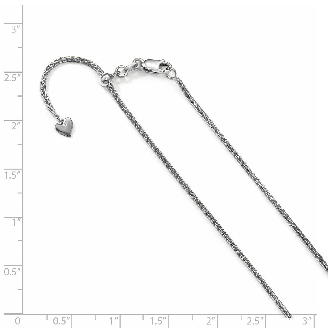 14K White Gold 1.3 mm Adjustable DC Wheat Chain