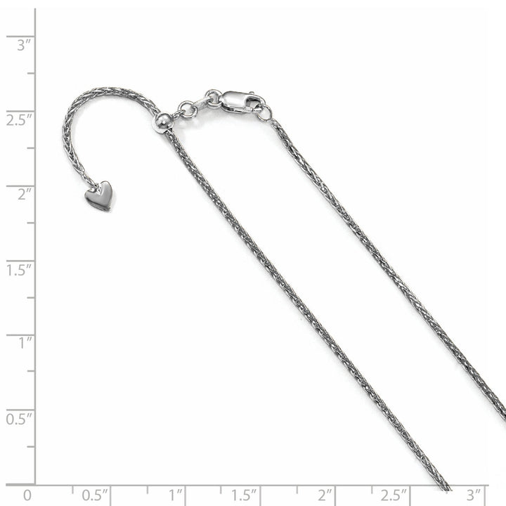14K White Gold 1.3 mm Adjustable DC Wheat Chain