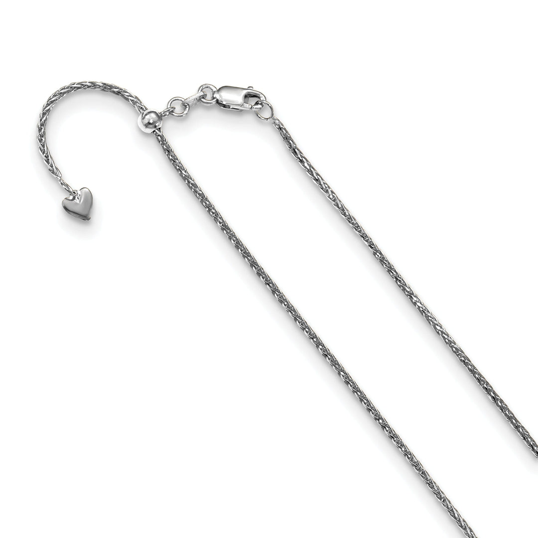 14K White Gold 1.3 mm Adjustable DC Wheat Chain