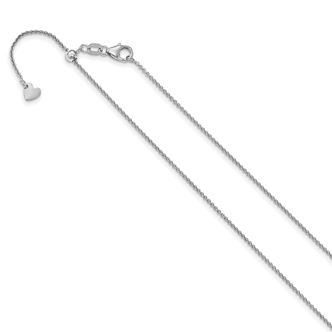 14K White Gold Round Cable Adjustable Chain