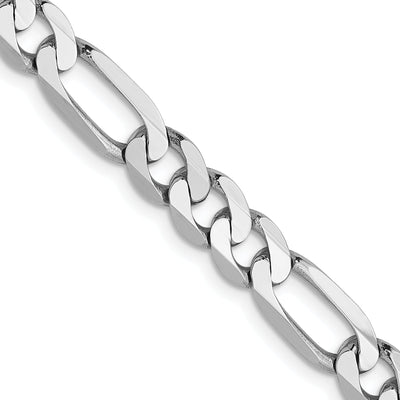 14k White Gold 5.5mm Flat Figaro Chain at $ 2558.13 only from Jewelryshopping.com
