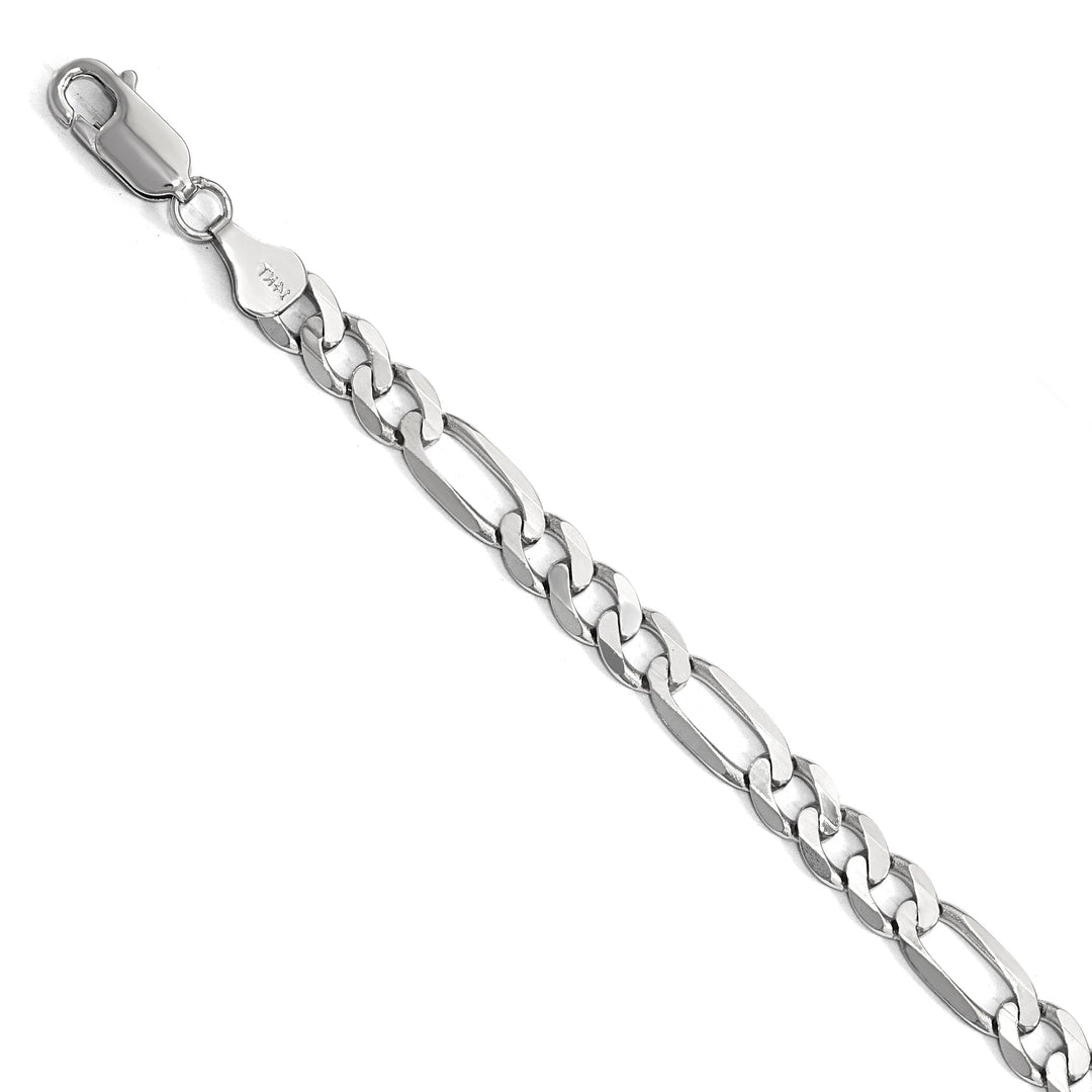 14k White Gold 6.0mm Flat Figaro Chain