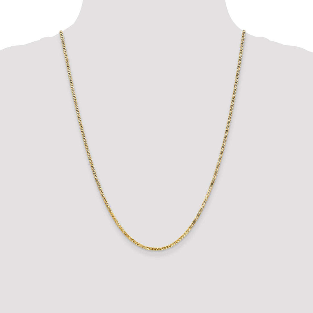 14k Yellow Gold 2.2mm Flat Beveled Curb Chain