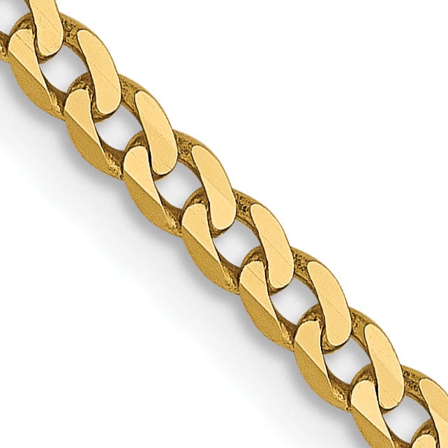 14k Yellow Gold 2.2mm Flat Beveled Curb Chain