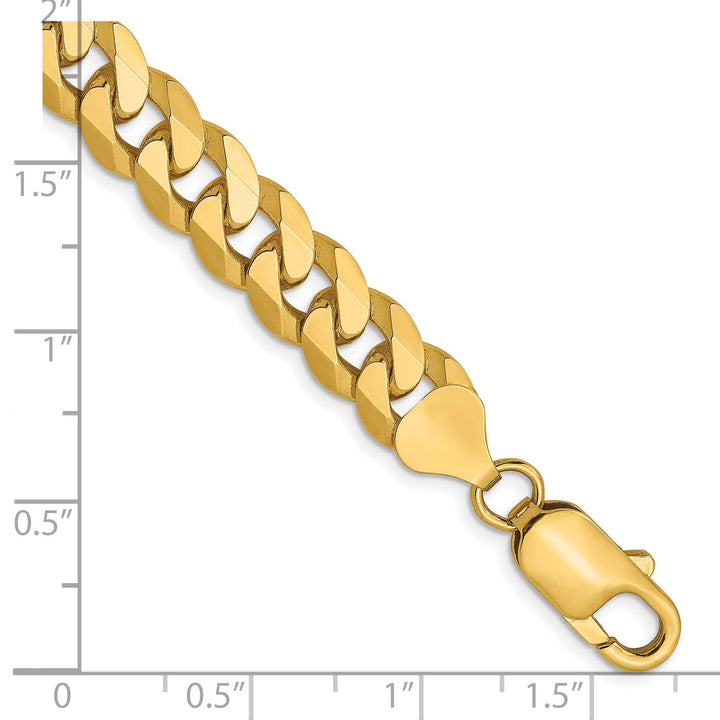 14k Yellow Gold 8mm Beveled Curb Chain