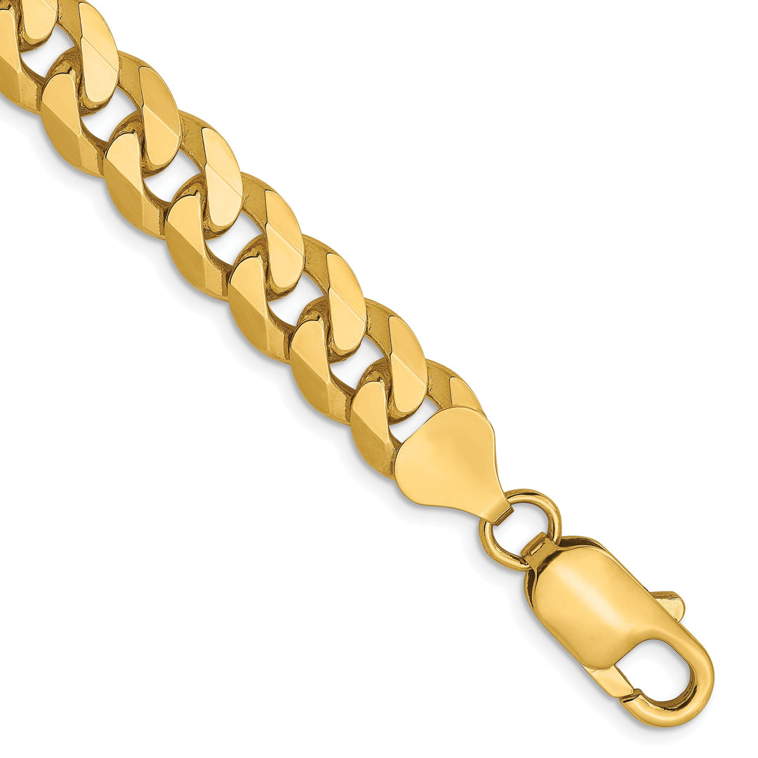 14k Yellow Gold 8mm Beveled Curb Chain