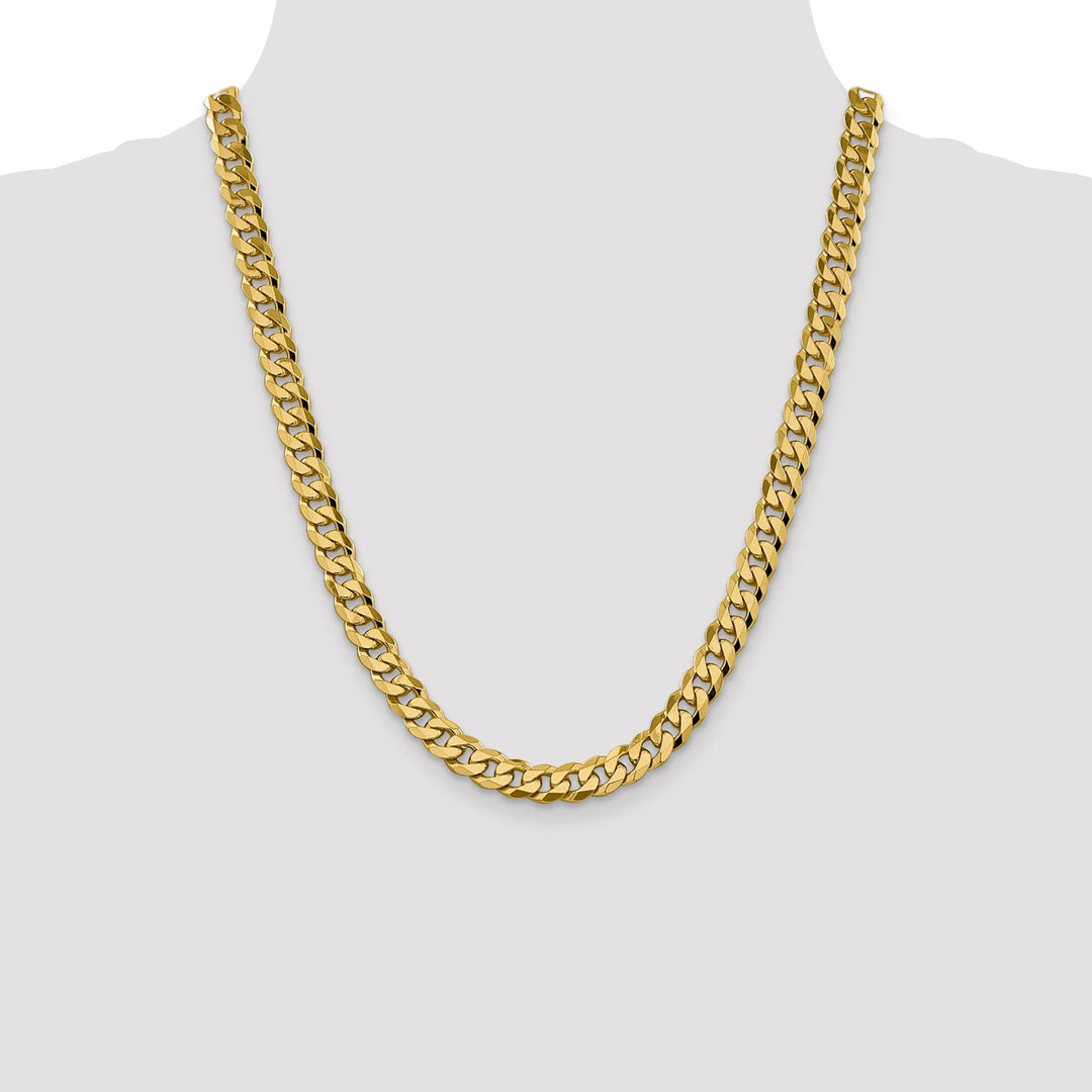 14k Yellow Gold 8.75mm Flat Beveled Curb Chain