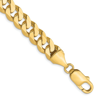14k Yellow Gold 8.75mm Beveled Curb Chain