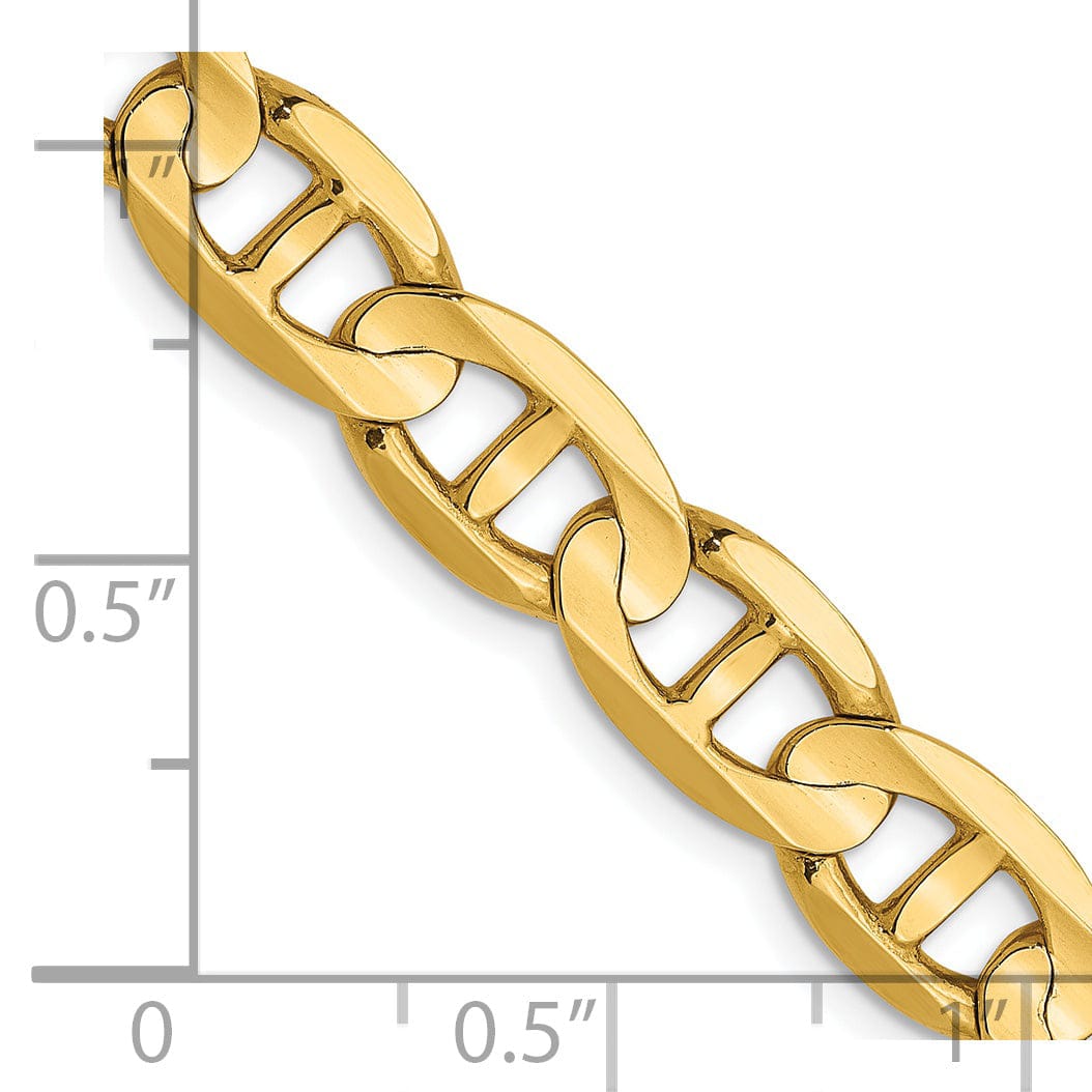 Leslie 14k Yellow Gold 7mm Concave Anchor Chain
