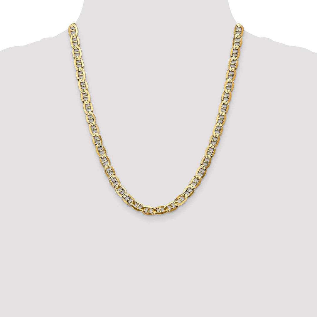 Leslie 14k Yellow Gold 7mm Concave Anchor Chain