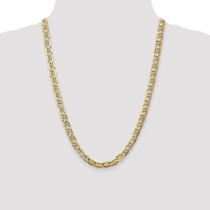 Leslie 14k Yellow Gold 7mm Concave Anchor Chain