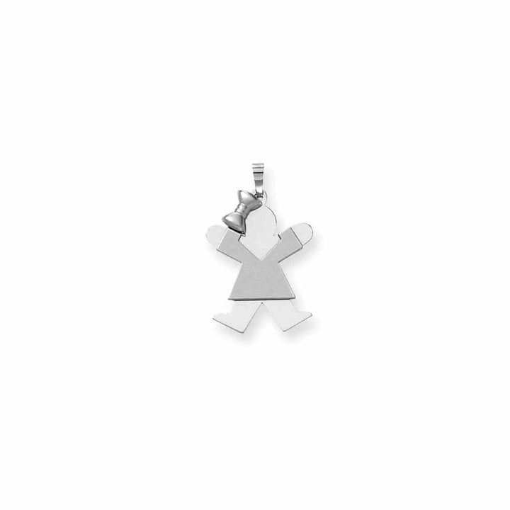 14 White Gold Solid Medium Girl With Bow Joy Charm