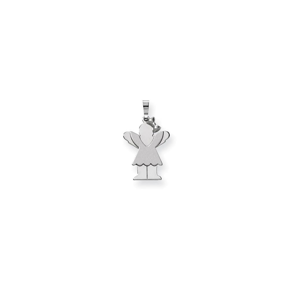 14 White Gold Solid Small Girl With Bow Love Charm