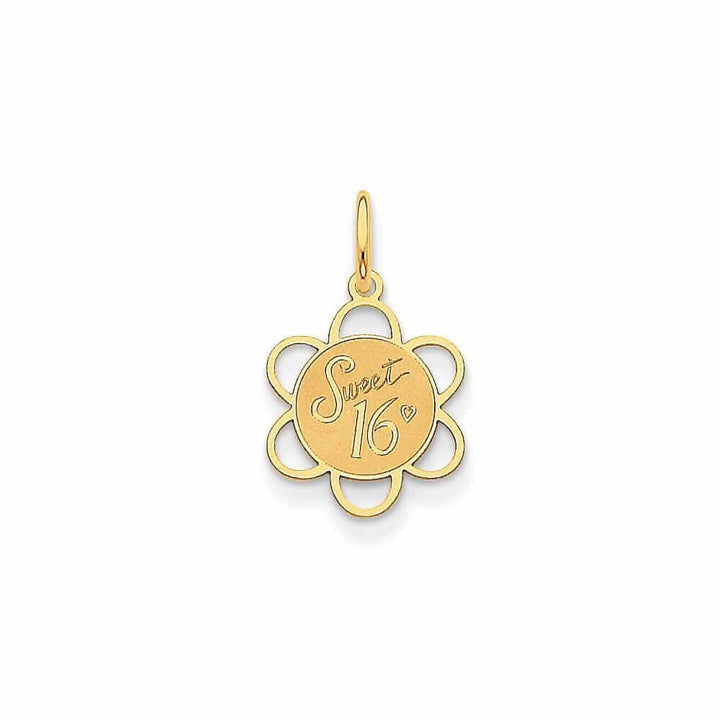 14 Yellow Gold Sweet Sixteen Disc Charm Pendant