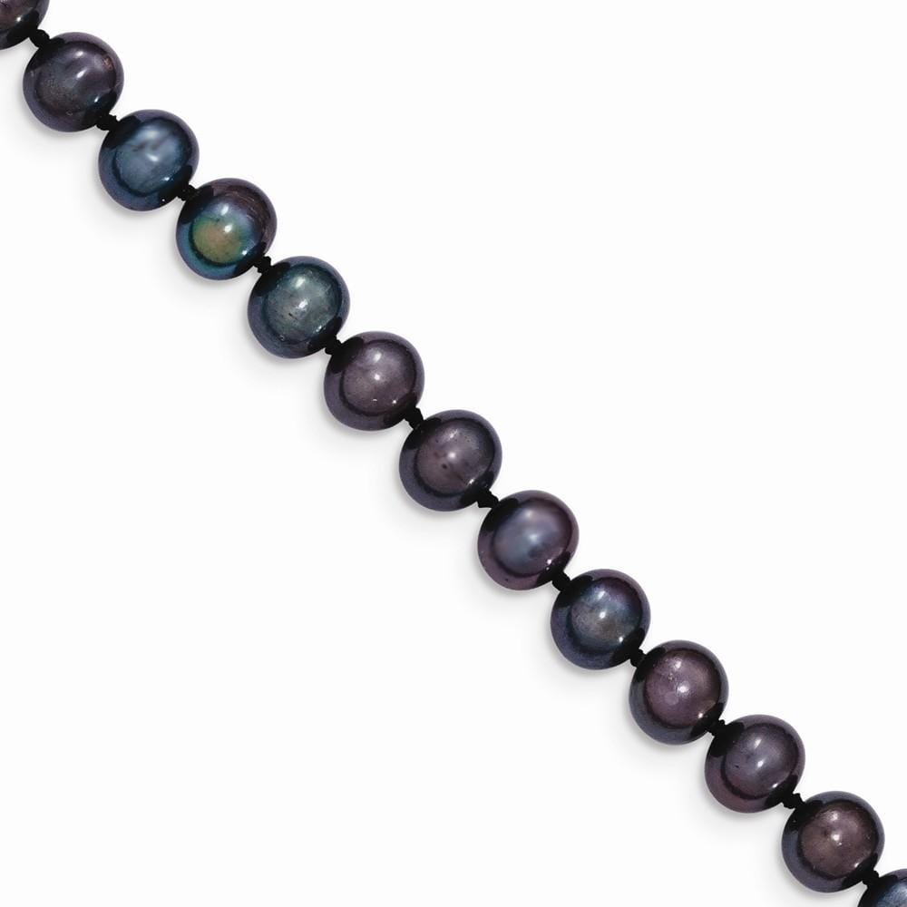 14k Yellow Gold Black Freshwater Cultured Pearl Necklace
