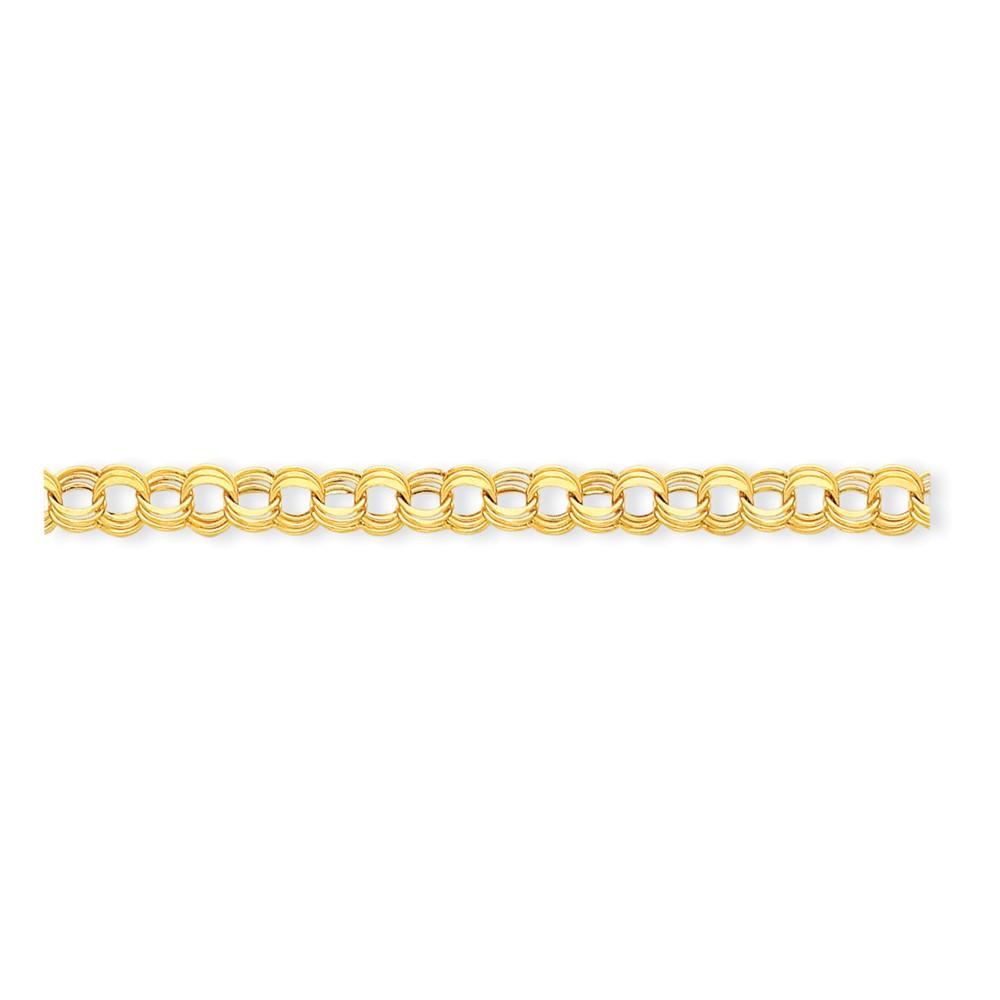 14k Gold Lite Triple Link Charm Bracelet