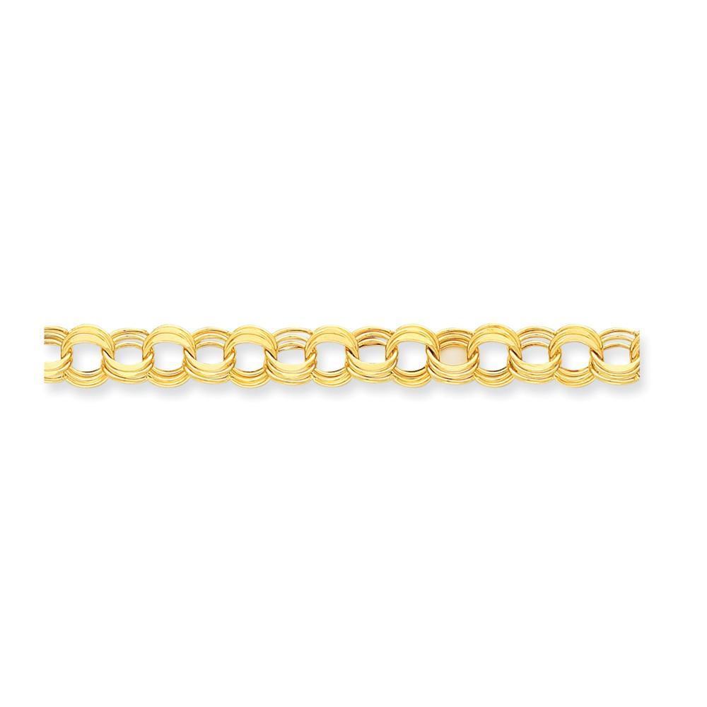 14k Gold Lite Triple Link Charm Bracelet