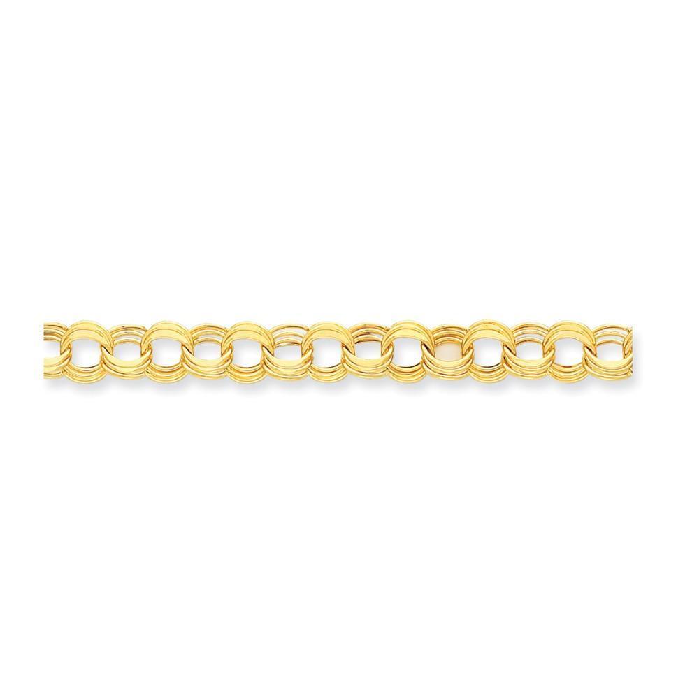 14k Gold Lite Triple Link Charm Bracelet