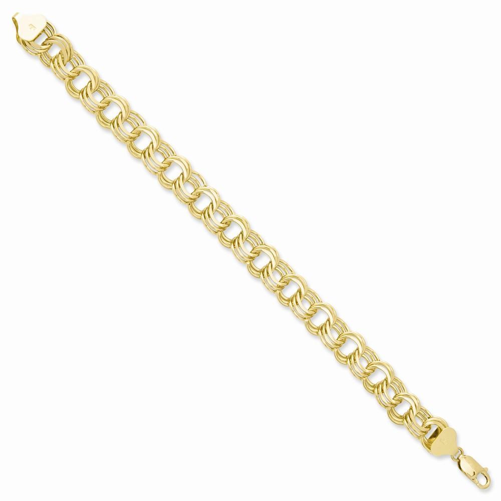 14k Gold Triple Link Charm Bracelet