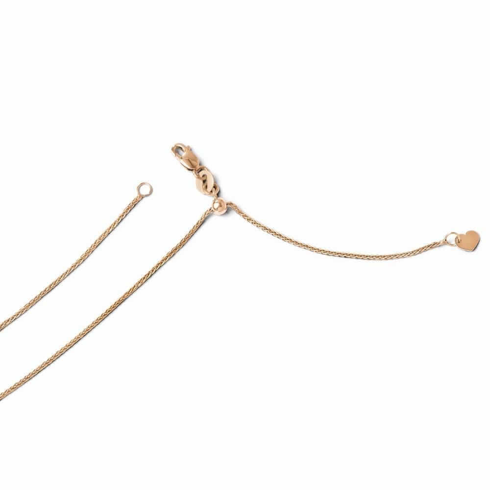 14k Rose Gold Adjustable Wheat Chain