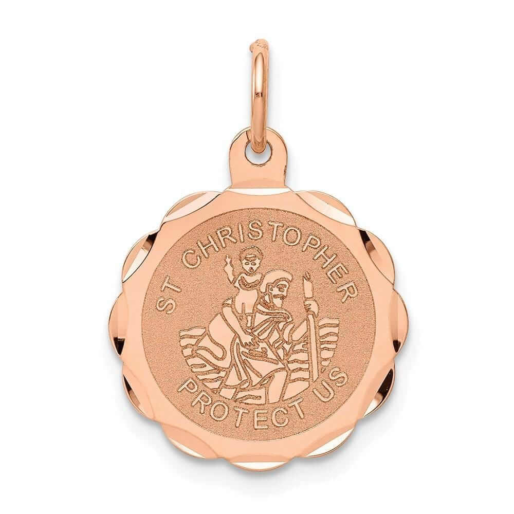 14k Rose Gold Saint Christopher Medal Pendant