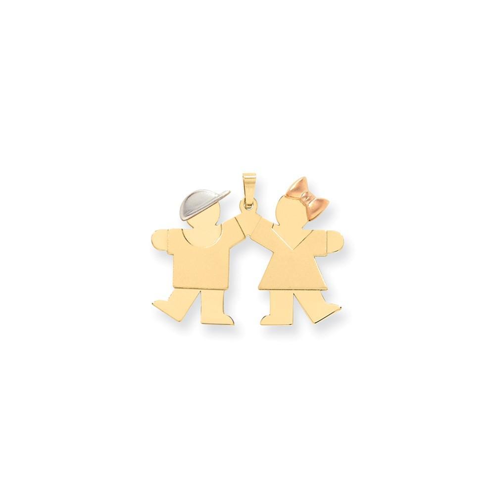 14k Tri-Color Large Boy-Girl Twins Kiss Charm