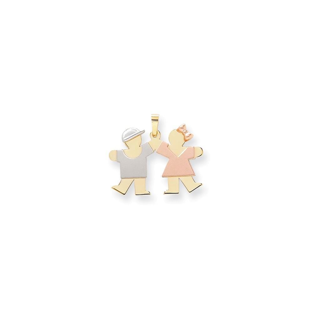 14k Tri-color Small Boy-Girl Twins Kiss Charm
