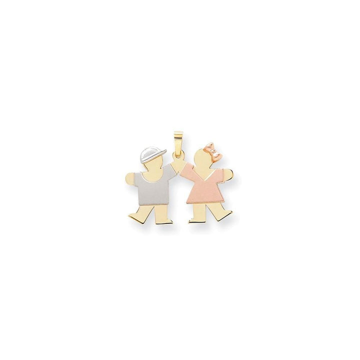 14k Tri-color Small Boy-Girl Twins Kiss Charm