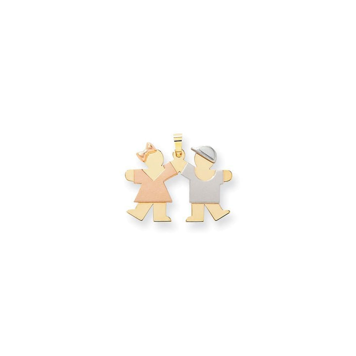 14k Tri-color Small Girl-Boy Twins Kiss Charm