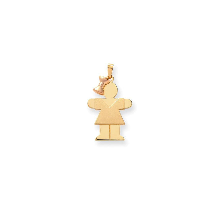 14k Two-tone Polished Hugs Girl With Bow Charm