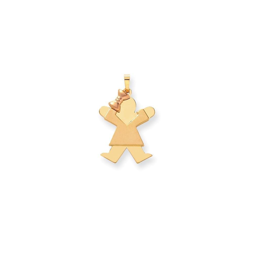 14k Two-tone Polished Joy Girl With Bow Charm