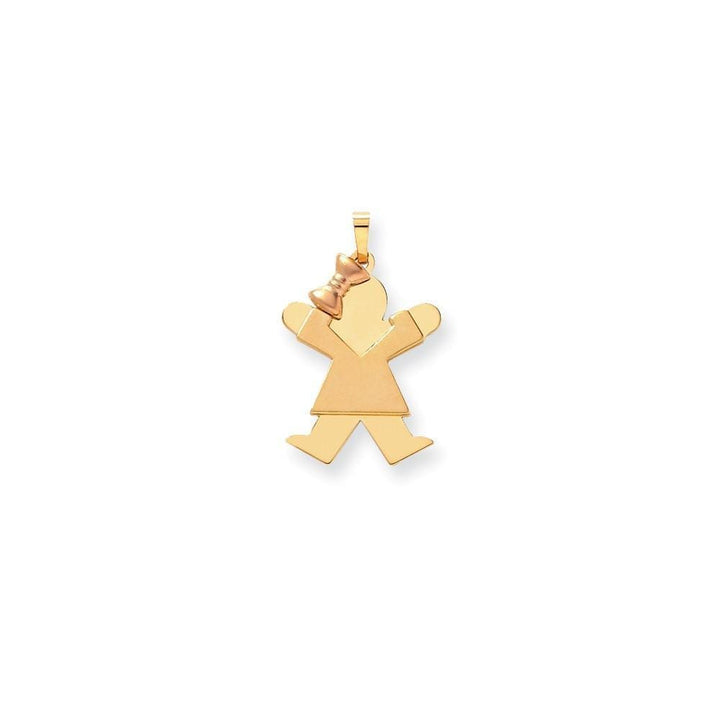 14k Two-tone Polished Joy Girl With Bow Charm