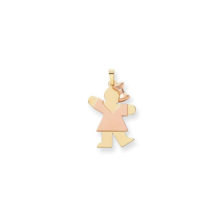 14k Two-tone Polished Large Girl Bow Kiss Charm