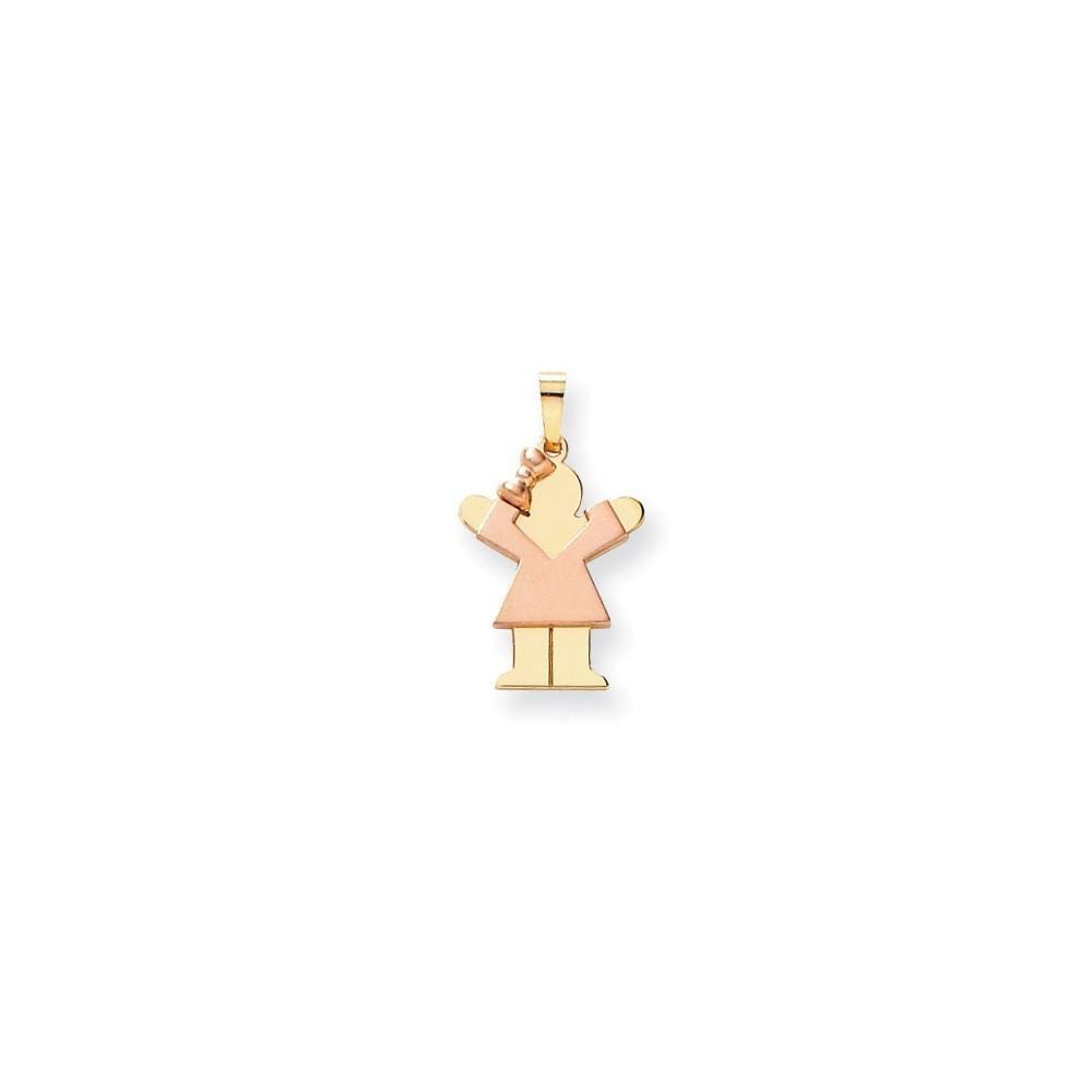14k Two-tone Polished Small Girl Bow Love Charm