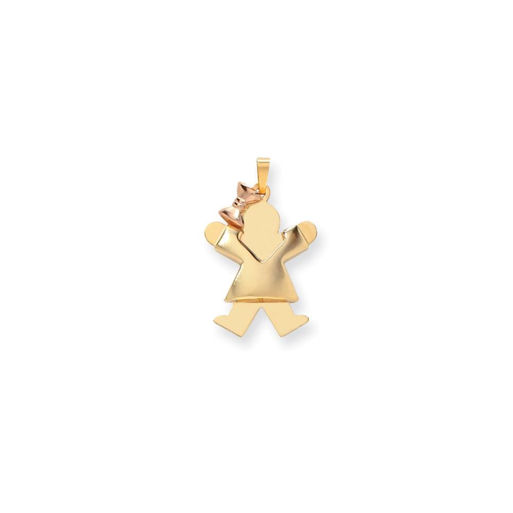 14k Two-tone Puffed Girl With Bow Joy Charm