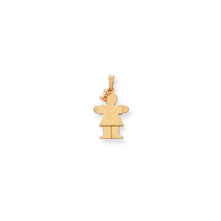 14k Two-tone Small Polished Hugs Girl With Bow Charm