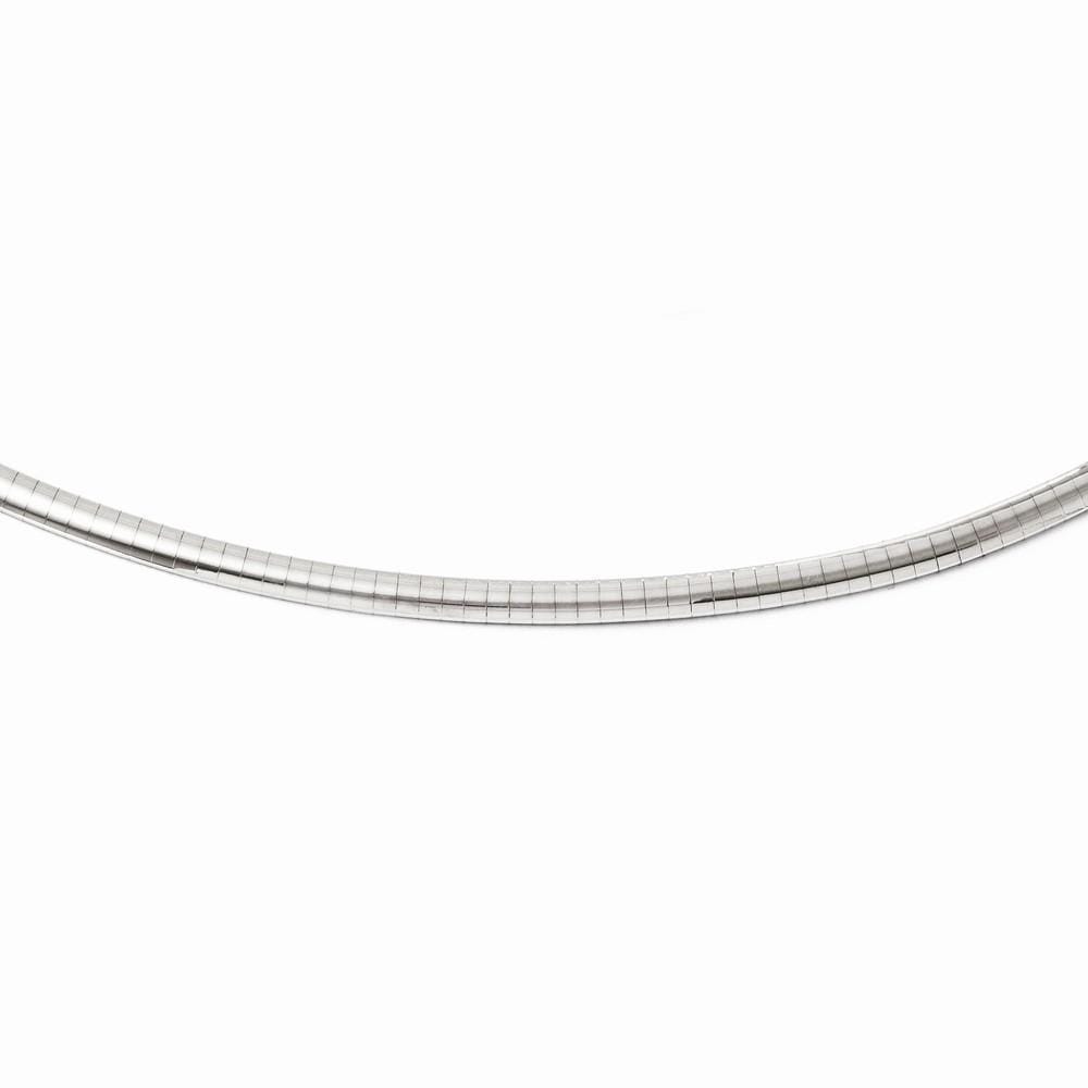 14k White Gold 4mm Domed Omega Necklace