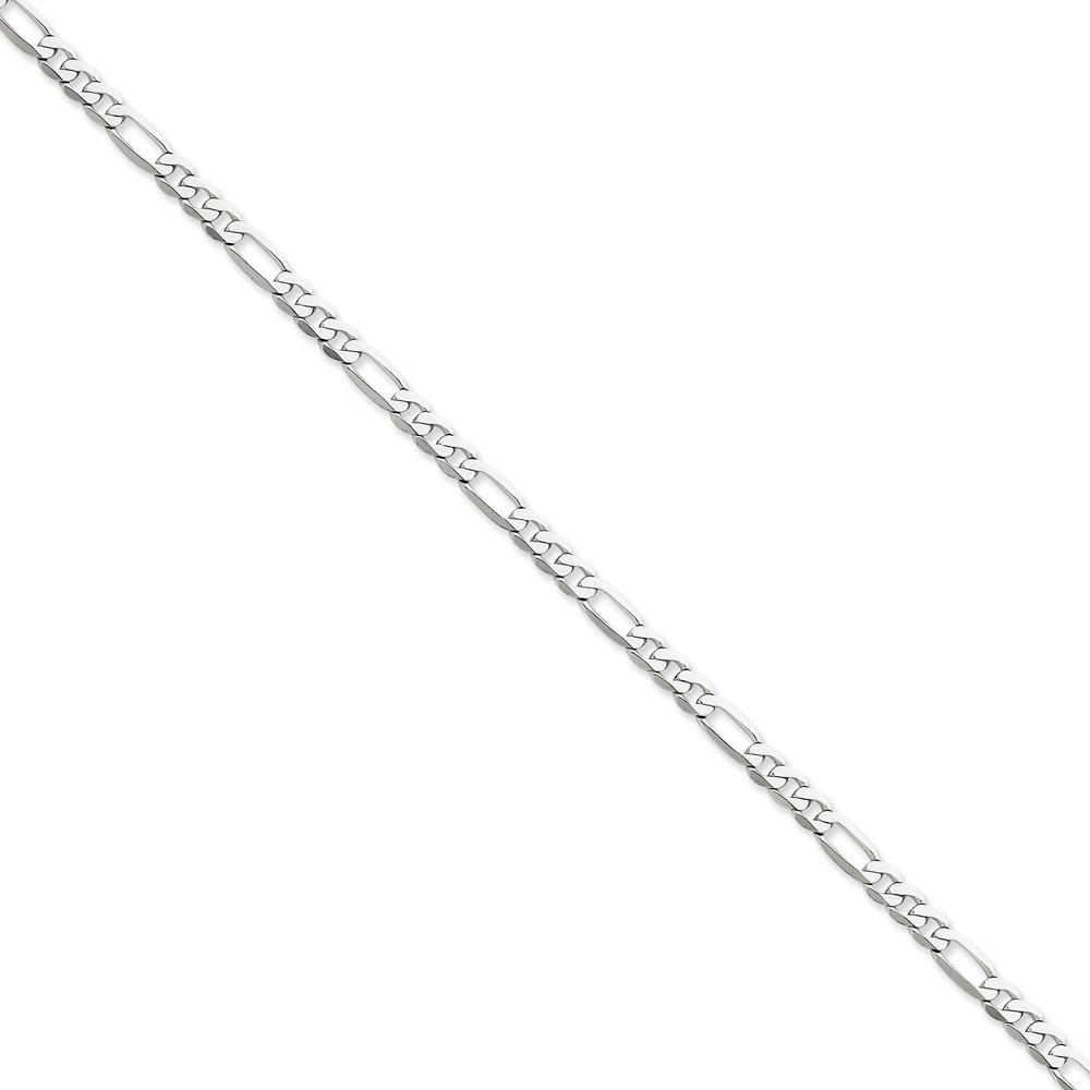 14k White Gold 5.00-mm Flat Solid Figaro Chain