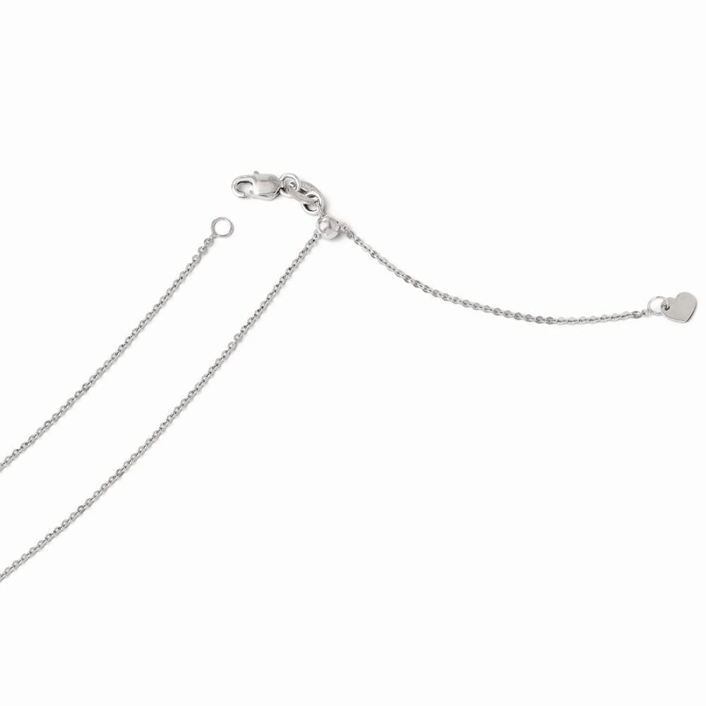 14k White Gold Adjustable Flat Cable Chain