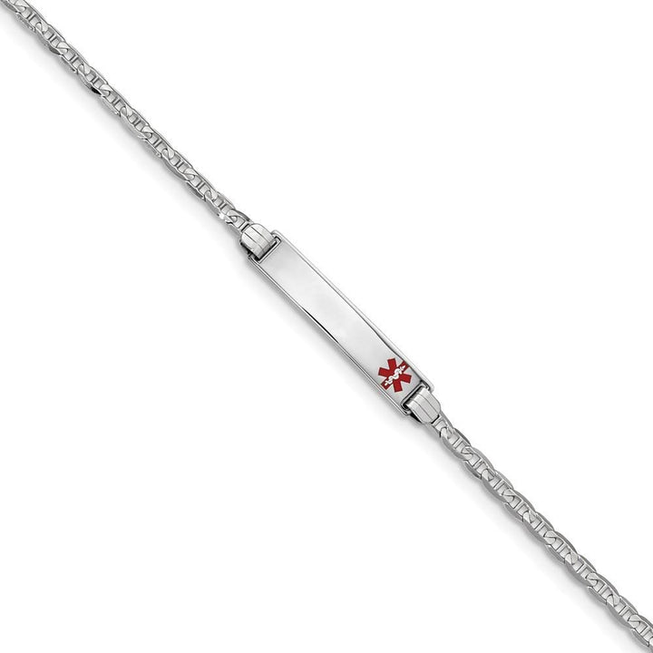 14K White Gold Anchor Link Medical ID Bracelet