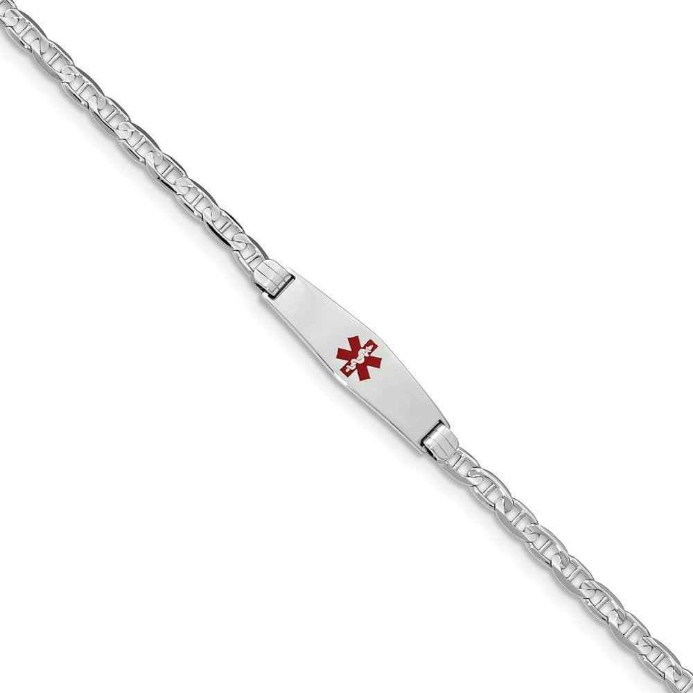 14K White Gold Anchor Link Medical ID Bracelet
